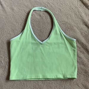 Green Brandy Melville cropped halter top